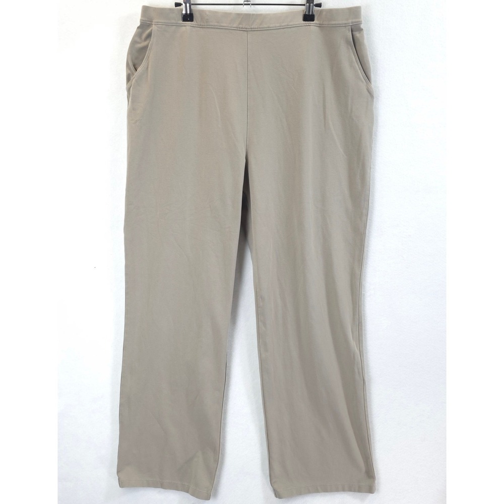 LL Bean Knit Pants Elastic Waist Beige Women XL Regular Casual Gorpcore Comfort
